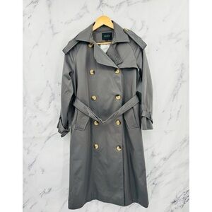 ELUCP Double Breasted Button Up Trench Coat Grey